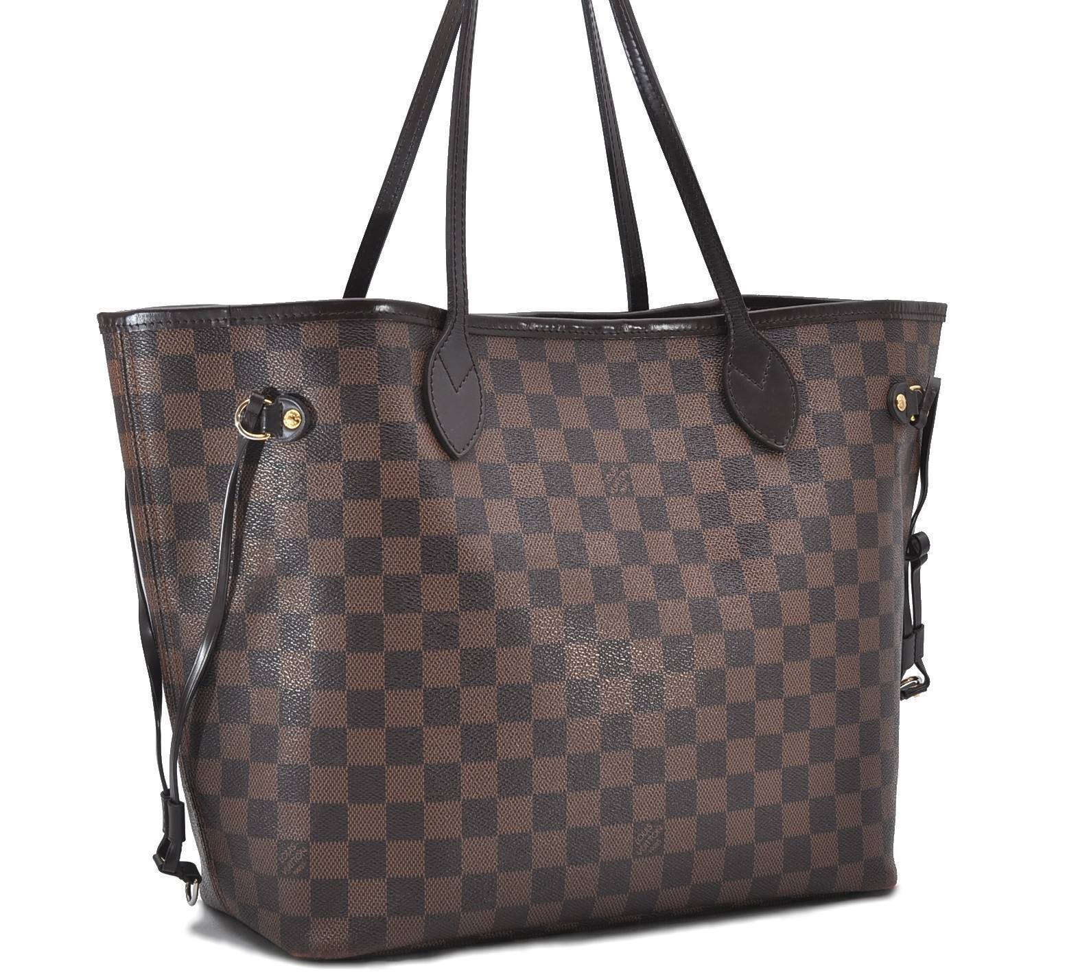 Authentic LOUIS VUITTON Damier Neverfull MM Tote Bag N51105 LV 0145B