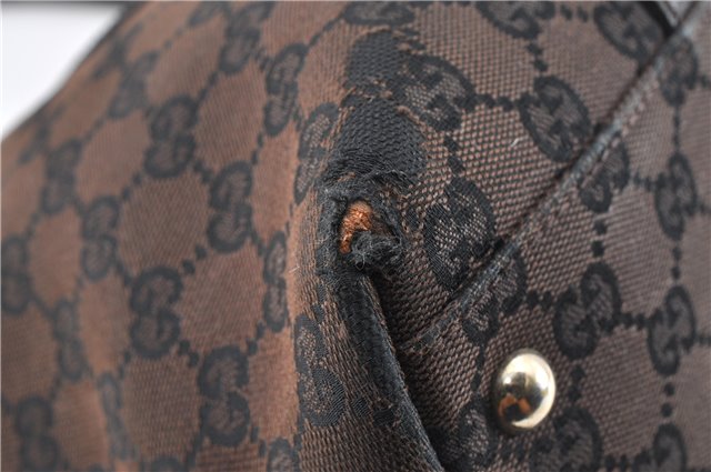 Authentic GUCCI Vintage Shoulder Tote Bag GG Canvas Leather 257302 Brown 0145G