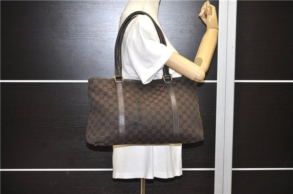 Authentic GUCCI Vintage Shoulder Tote Bag GG Canvas Leather 257302 Brown 0145G