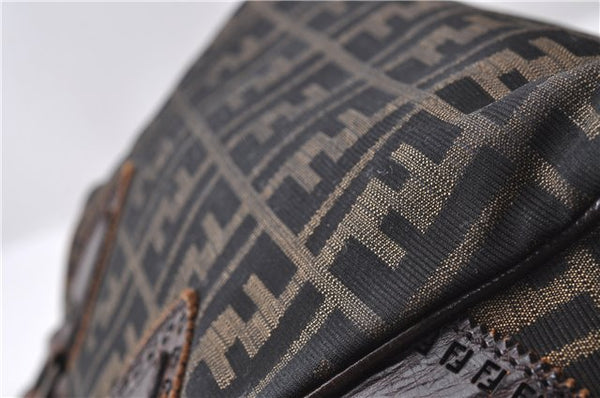 Authentic FENDI Zucca Shoulder Hand Bag Canvas Leather Brown 0147D