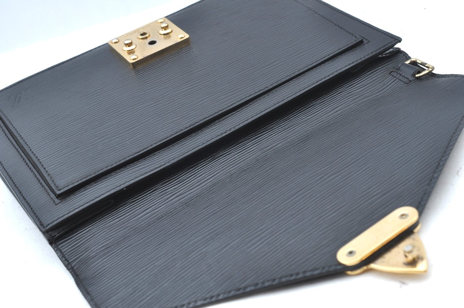 Auth Louis Vuitton Epi Pochette Sellier Dragonne Clutch Bag M52612 Black 0148G