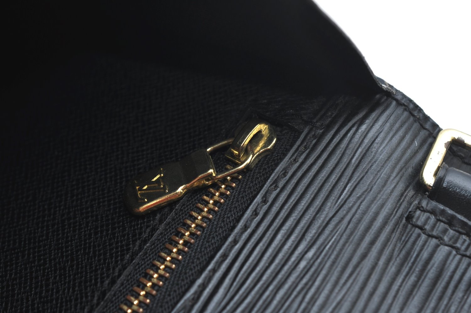 Auth Louis Vuitton Epi Pochette Sellier Dragonne Clutch Bag M52612 Black 0148G