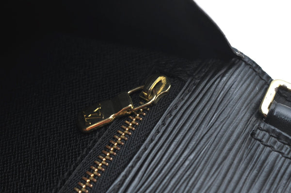 Auth Louis Vuitton Epi Pochette Sellier Dragonne Clutch Bag M52612 Black 0148G