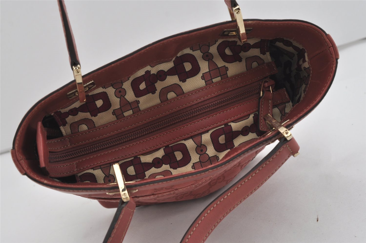 Authentic GUCCI Guccissima Tote Hand Bag Purse GG Leather 145994 Red 0149I