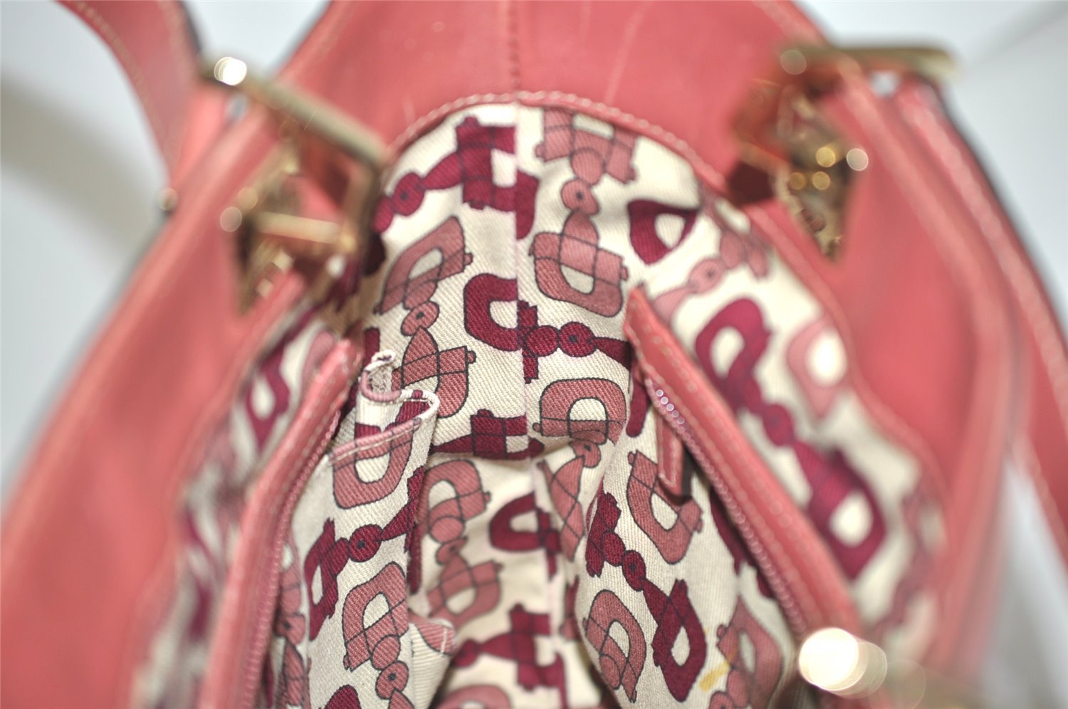 Authentic GUCCI Guccissima Tote Hand Bag Purse GG Leather 145994 Red 0149I