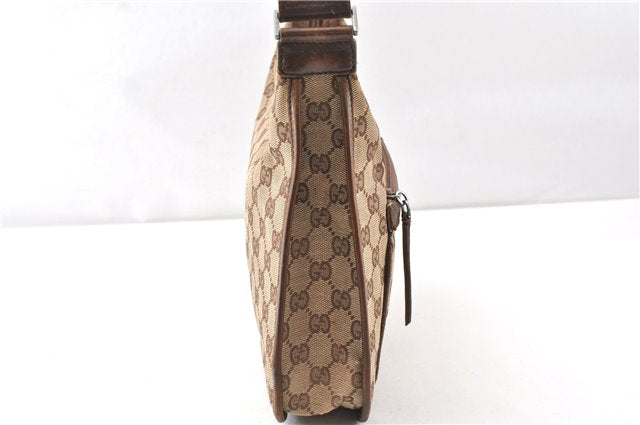 Authentic GUCCI Vintage Shoulder Bag Purse GG Canvas Leather 0014198 Brown 0150G