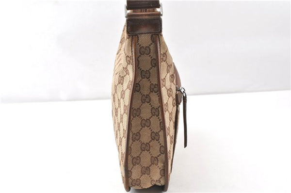 Authentic GUCCI Vintage Shoulder Bag Purse GG Canvas Leather 0014198 Brown 0150G