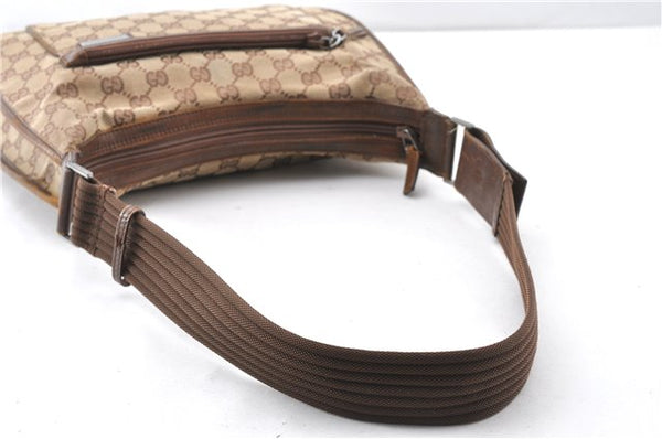 Authentic GUCCI Vintage Shoulder Bag Purse GG Canvas Leather 0014198 Brown 0150G