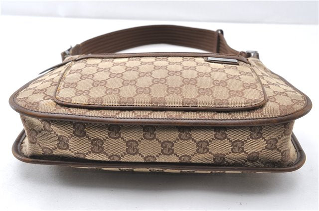 Authentic GUCCI Vintage Shoulder Bag Purse GG Canvas Leather 0014198 Brown 0150G