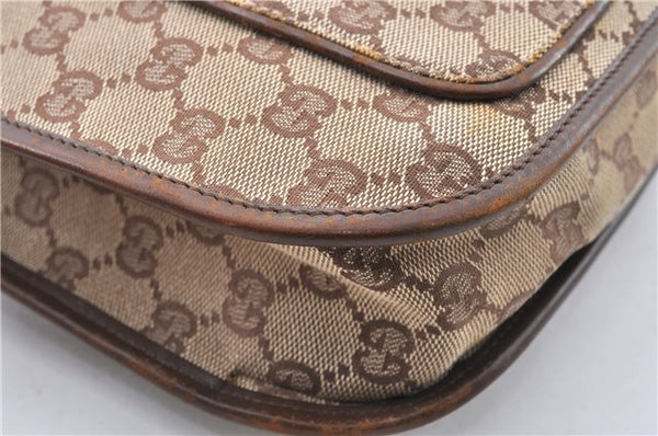 Authentic GUCCI Vintage Shoulder Bag Purse GG Canvas Leather 0014198 Brown 0150G
