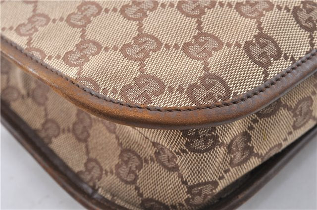 Authentic GUCCI Vintage Shoulder Bag Purse GG Canvas Leather 0014198 Brown 0150G