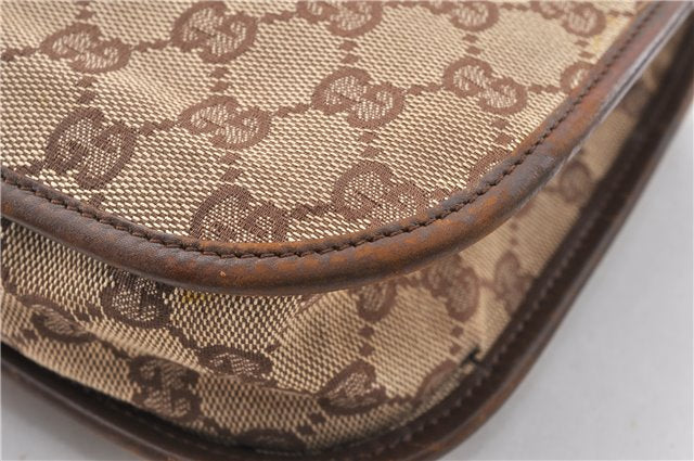 Authentic GUCCI Vintage Shoulder Bag Purse GG Canvas Leather 0014198 Brown 0150G