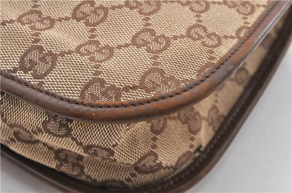 Authentic GUCCI Vintage Shoulder Bag Purse GG Canvas Leather 0014198 Brown 0150G