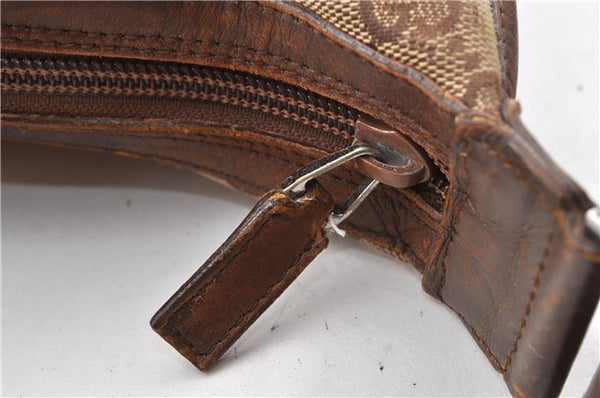 Authentic GUCCI Vintage Shoulder Bag Purse GG Canvas Leather 0014198 Brown 0150G