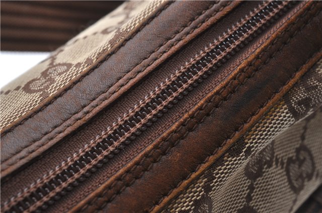 Authentic GUCCI Vintage Shoulder Bag Purse GG Canvas Leather 0014198 Brown 0150G