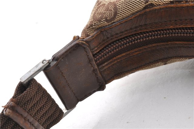 Authentic GUCCI Vintage Shoulder Bag Purse GG Canvas Leather 0014198 Brown 0150G