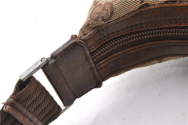 Authentic GUCCI Vintage Shoulder Bag Purse GG Canvas Leather 0014198 Brown 0150G