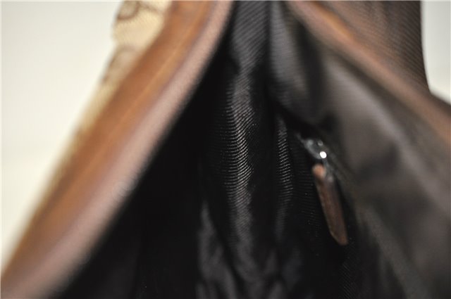 Authentic GUCCI Vintage Shoulder Bag Purse GG Canvas Leather 0014198 Brown 0150G