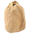 Authentic PRADA Nylon Tessuto Leather Drawstring Pouch Purse Light Brown 0151G