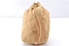 Authentic PRADA Nylon Tessuto Leather Drawstring Pouch Purse Light Brown 0151G