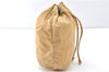 Authentic PRADA Nylon Tessuto Leather Drawstring Pouch Purse Light Brown 0151G
