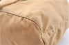 Authentic PRADA Nylon Tessuto Leather Drawstring Pouch Purse Light Brown 0151G