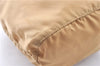 Authentic PRADA Nylon Tessuto Leather Drawstring Pouch Purse Light Brown 0151G