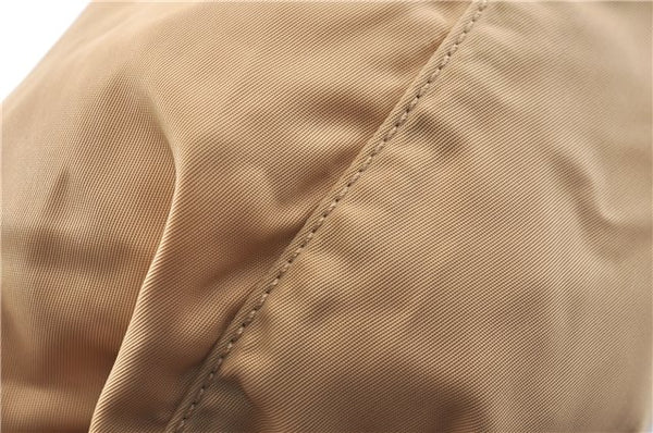 Authentic PRADA Nylon Tessuto Leather Drawstring Pouch Purse Light Brown 0151G