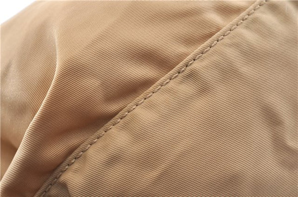 Authentic PRADA Nylon Tessuto Leather Drawstring Pouch Purse Light Brown 0151G
