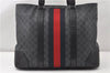 Authentic GUCCI Sherry Line Shoulder Tote Bag GG PVC Leather 495560 Black 0152G