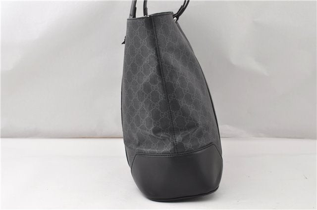 Authentic GUCCI Sherry Line Shoulder Tote Bag GG PVC Leather 495560 Black 0152G