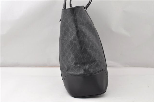 Authentic GUCCI Sherry Line Shoulder Tote Bag GG PVC Leather 495560 Black 0152G