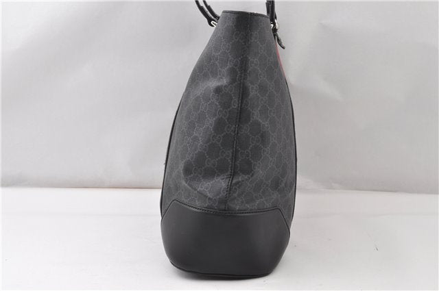 Authentic GUCCI Sherry Line Shoulder Tote Bag GG PVC Leather 495560 Black 0152G