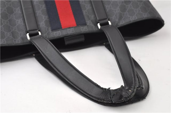 Authentic GUCCI Sherry Line Shoulder Tote Bag GG PVC Leather 495560 Black 0152G
