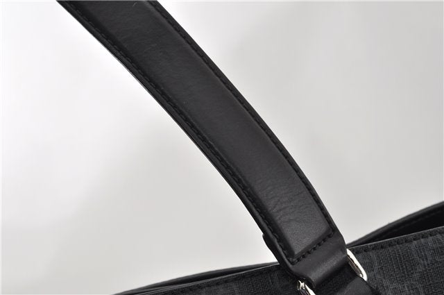 Authentic GUCCI Sherry Line Shoulder Tote Bag GG PVC Leather 495560 Black 0152G