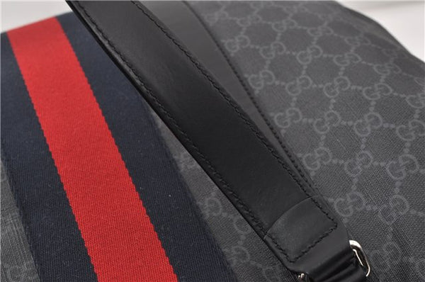Authentic GUCCI Sherry Line Shoulder Tote Bag GG PVC Leather 495560 Black 0152G