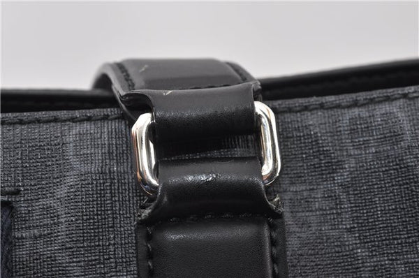 Authentic GUCCI Sherry Line Shoulder Tote Bag GG PVC Leather 495560 Black 0152G