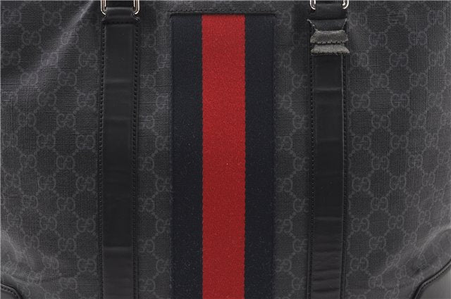 Authentic GUCCI Sherry Line Shoulder Tote Bag GG PVC Leather 495560 Black 0152G
