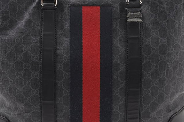 Authentic GUCCI Sherry Line Shoulder Tote Bag GG PVC Leather 495560 Black 0152G
