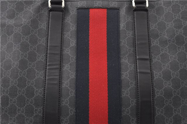 Authentic GUCCI Sherry Line Shoulder Tote Bag GG PVC Leather 495560 Black 0152G