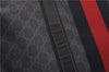 Authentic GUCCI Sherry Line Shoulder Tote Bag GG PVC Leather 495560 Black 0152G