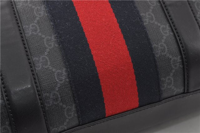 Authentic GUCCI Sherry Line Shoulder Tote Bag GG PVC Leather 495560 Black 0152G