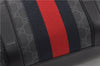 Authentic GUCCI Sherry Line Shoulder Tote Bag GG PVC Leather 495560 Black 0152G