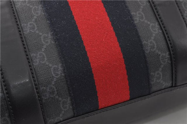 Authentic GUCCI Sherry Line Shoulder Tote Bag GG PVC Leather 495560 Black 0152G