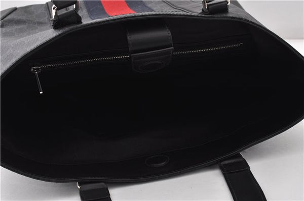 Authentic GUCCI Sherry Line Shoulder Tote Bag GG PVC Leather 495560 Black 0152G