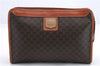 Authentic CELINE Macadam Blason Pattern Clutch Bag Purse PVC Leather Brown 0156D