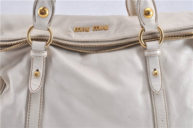 Authentic MIU MIU Vintage Leather 2Way Shoulder Hand Tote Bag White Junk 0157G