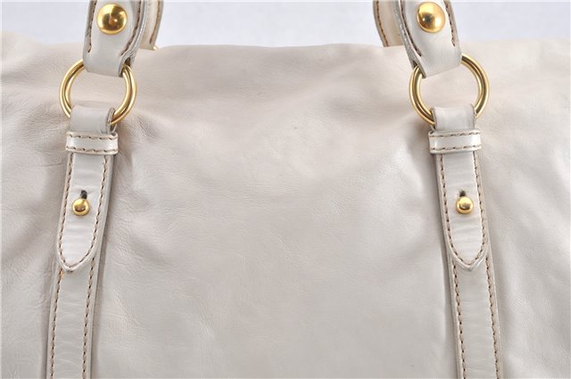 Authentic MIU MIU Vintage Leather 2Way Shoulder Hand Tote Bag White Junk 0157G