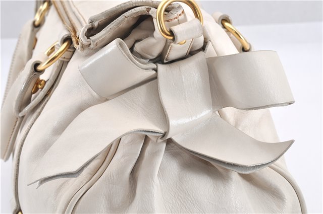 Authentic MIU MIU Vintage Leather 2Way Shoulder Hand Tote Bag White Junk 0157G
