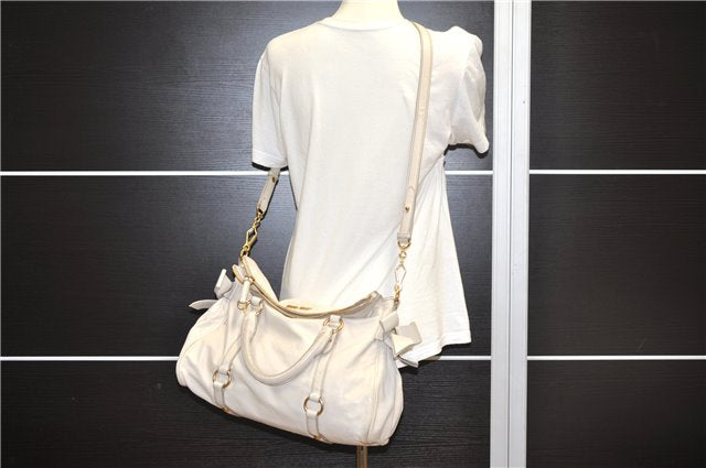 Authentic MIU MIU Vintage Leather 2Way Shoulder Hand Tote Bag White Junk 0157G